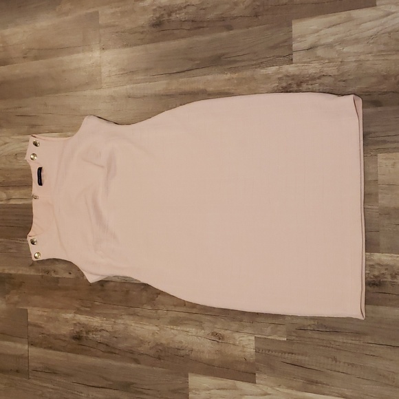 TOMMY HILFIGER CLASSIC SHEATH DRESS BLUSH PINK WITH GOLD BUTTONS SZ 6 - Picture 4 of 15